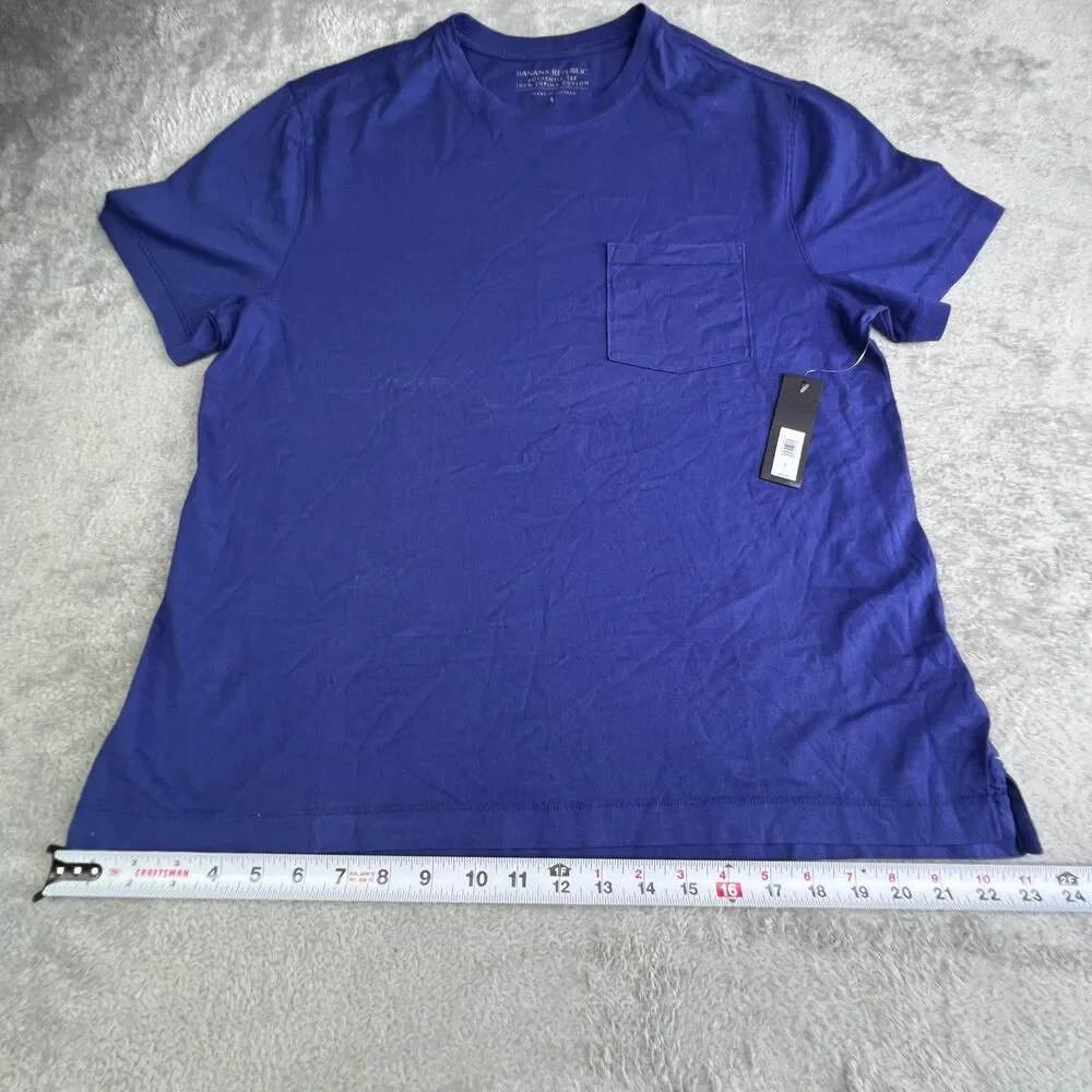 Banana Republic Authentic T-Shirt Mens Large Cobalt Blue Supima Cotton Pocket